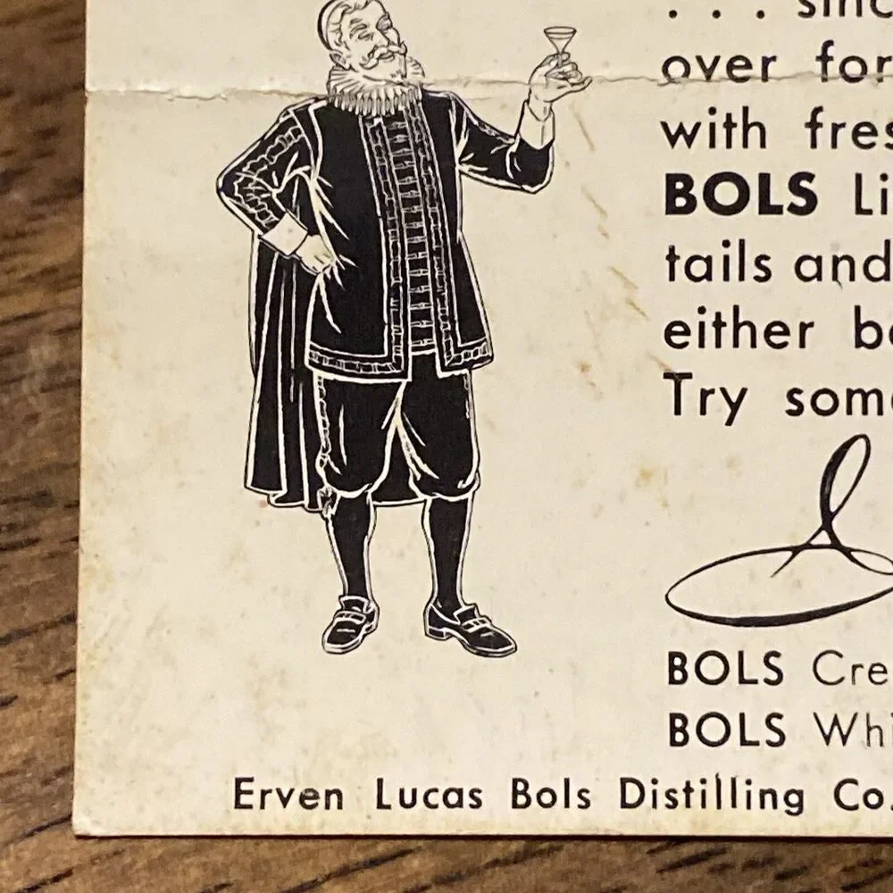 RARE Bols Liqueurs Advertising PINK SQUIRREL Folding Table Card Louisville KY